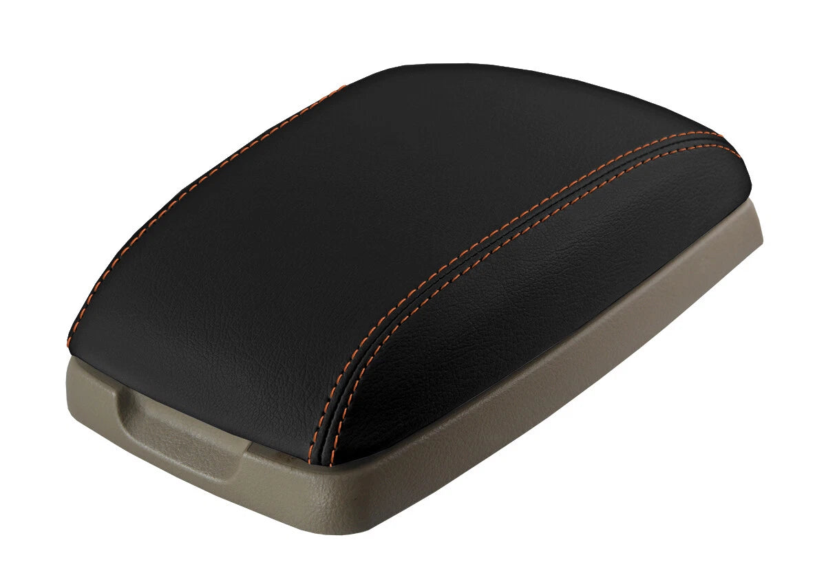 Leather Console Lid Armrest Cover for Kia Sorento (2004–2009) Orange Stitch
