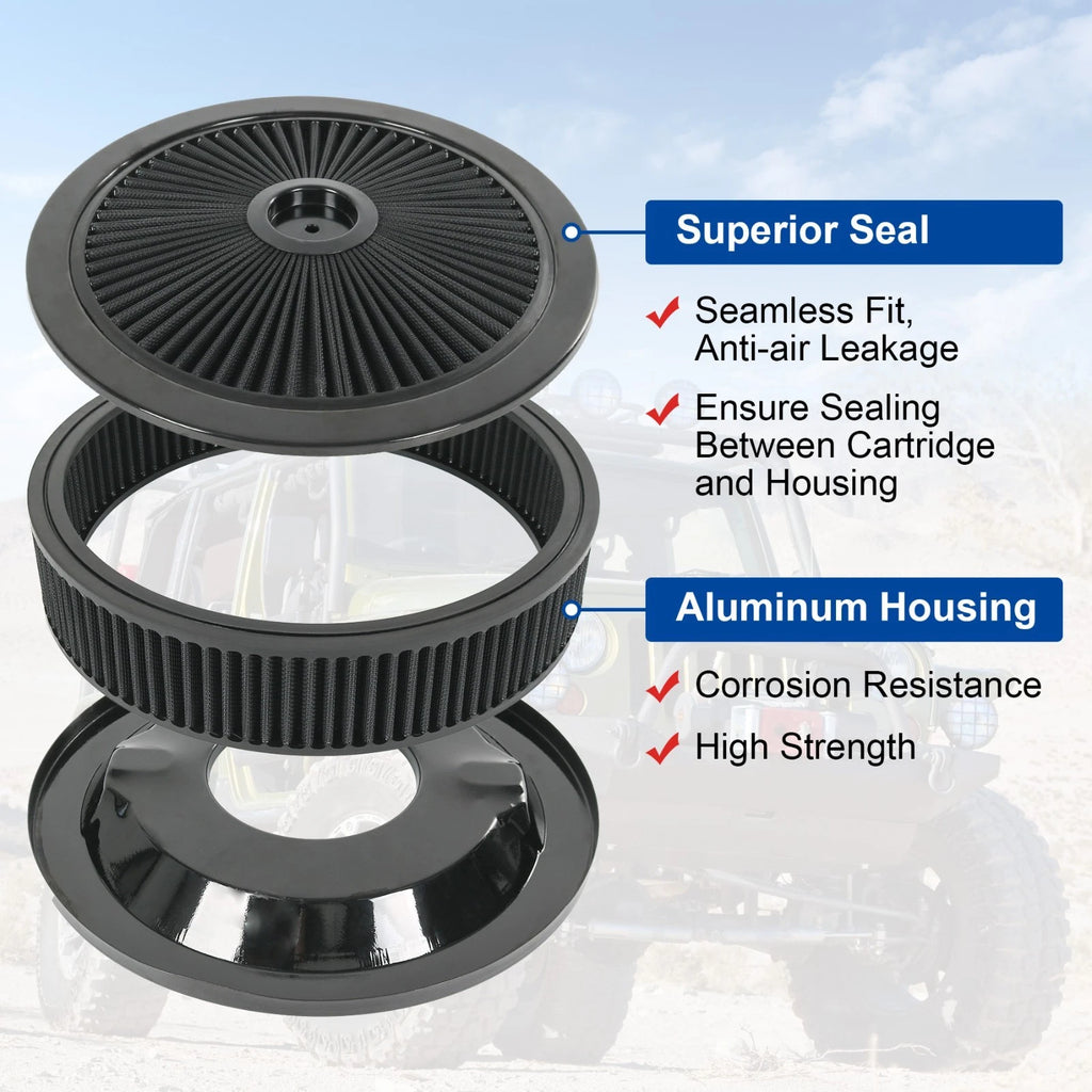 Round Air Cleaner Assembly for Chevy Ford 350 (Fits 14"x3")