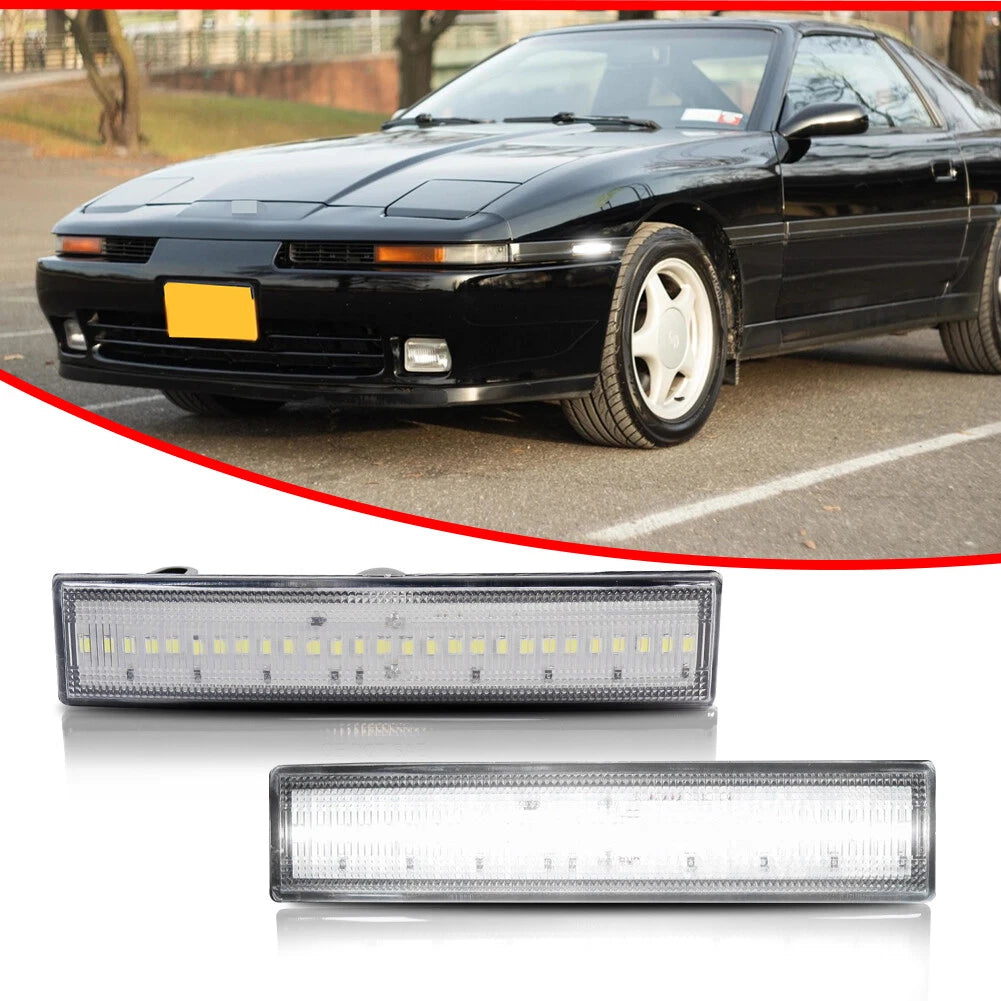 Clear White LED Front Side Marker Lights for Toyota Supra Celica (1987–1992)