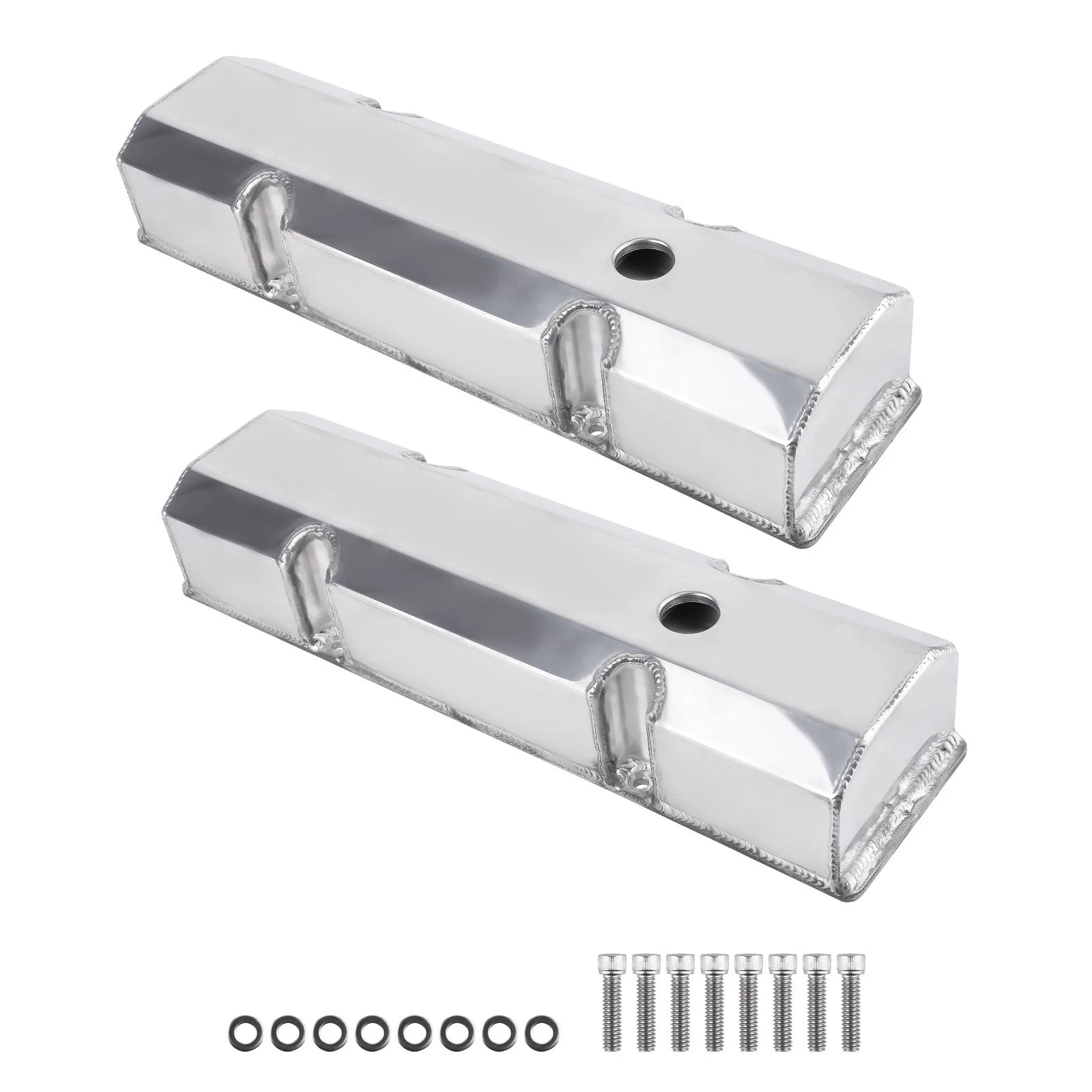 2pc Fabricated Aluminum Tall Valve Covers for Chevy Small Block 283 327 350