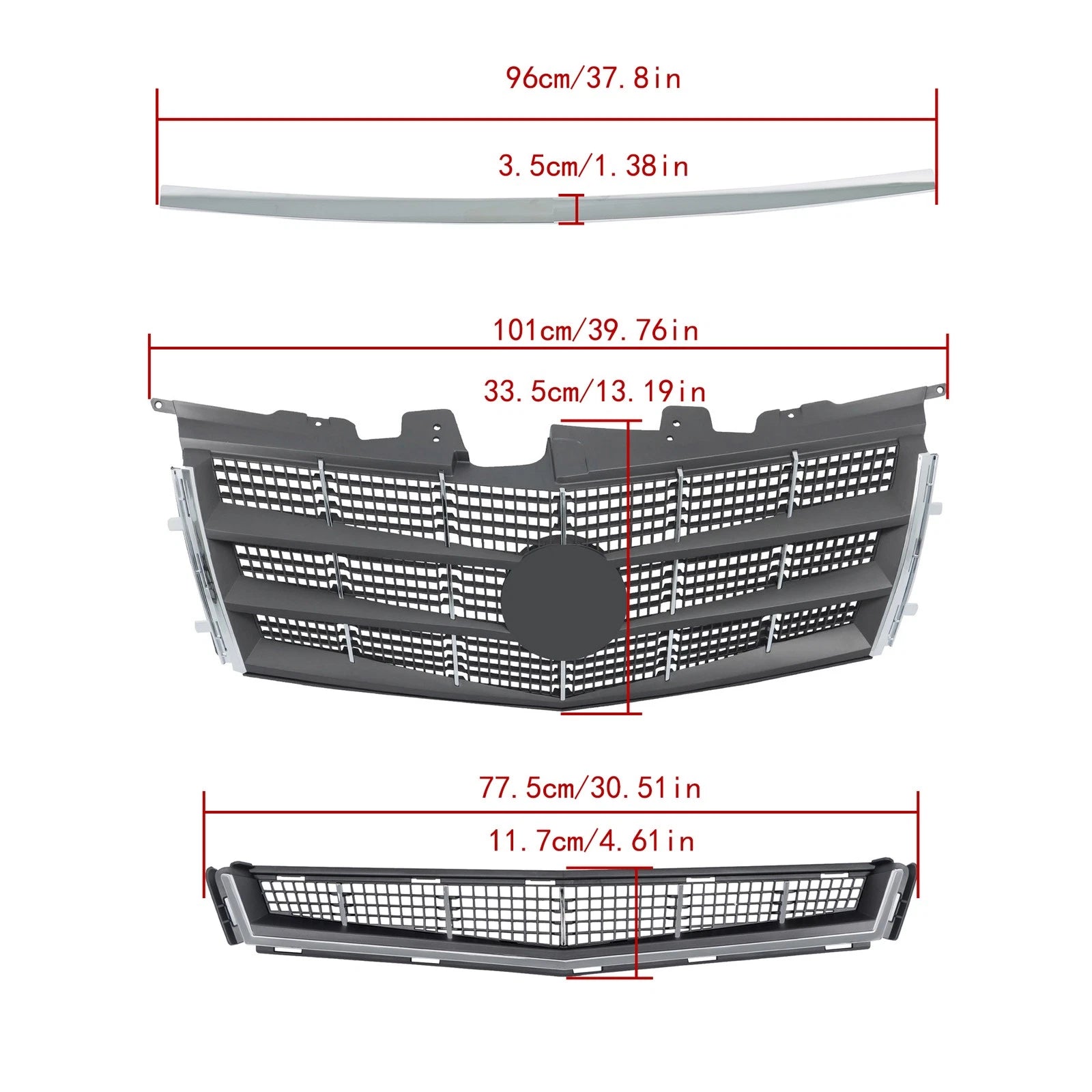 Front Upper & Lower Grille for Cadillac CTS (2008–2011)