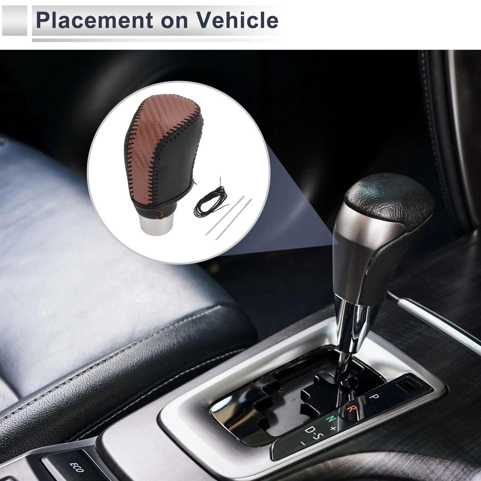 Gear Shift Knob Cover for Toyota Camry (2019–2022) Brown Carbon Fiber Black