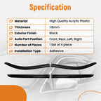 Set of 4 Window Rain Deflectors for Toyota Tacoma Double Cab (2005–2015) Black