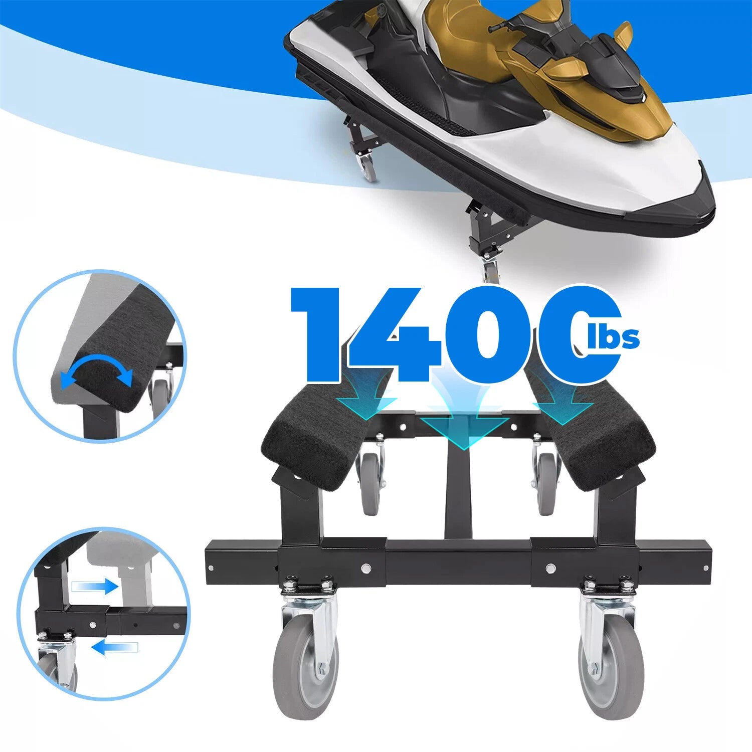 Watercraft Dolly for Boat Jet Ski (23"x17", 1400lbs Capacity)