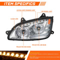 Full LED Sequential Chasing Signal Projector Headlights for Kenworth T660 (2008–2017)