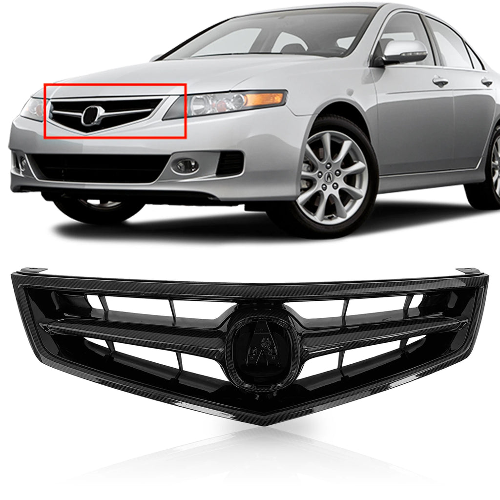 Front Bumper Grille with Carbon Fiber Style for Acura TSX (2006–2008)