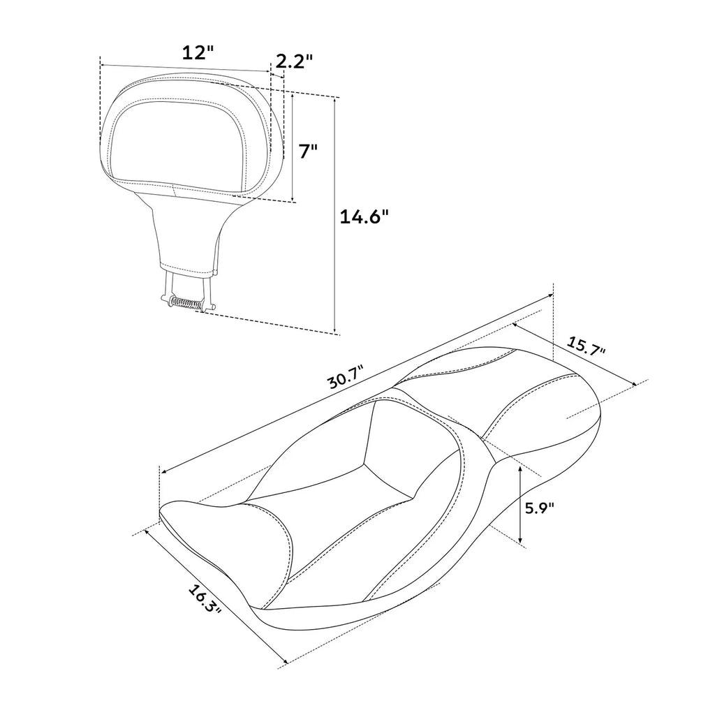 Driver Passenger Seat & Backrest for Harley Touring Road Tri Glide (2009-2023)