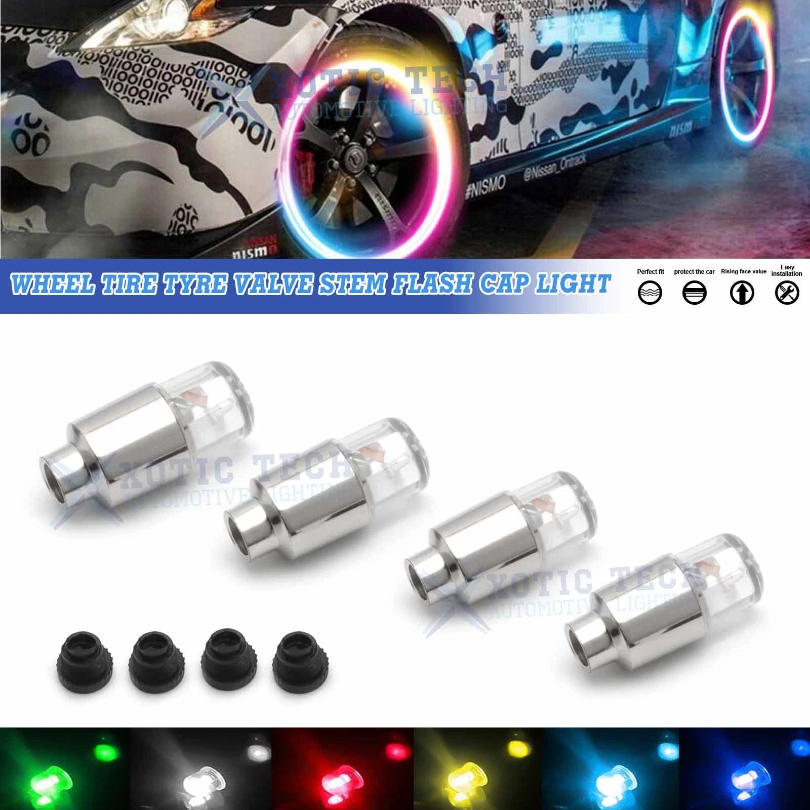 LED Wheel Tire Air Valve Stem Flash Light for Dodge Charger Challenger (2011–2023)