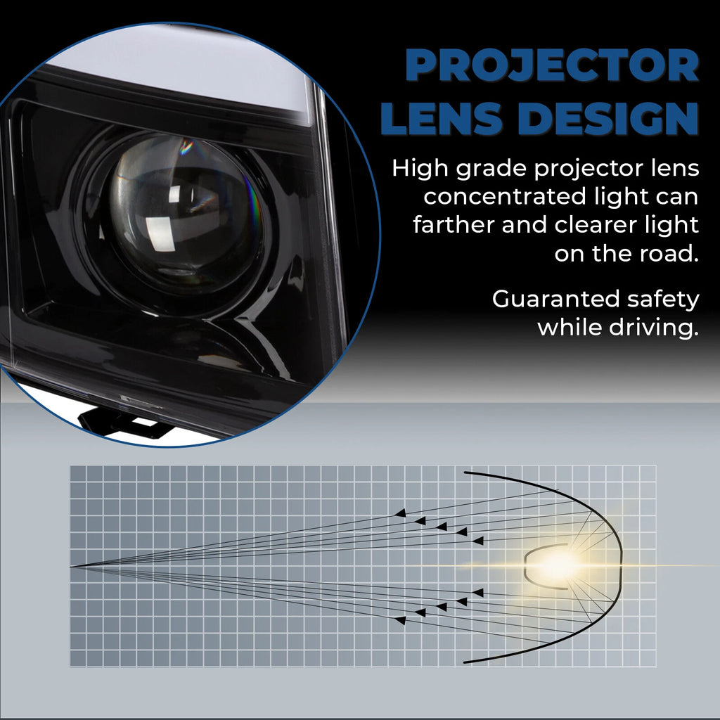 HID/Xenon LED DRL Projector Headlights for Cadillac Escalade ESV (2007–2014)