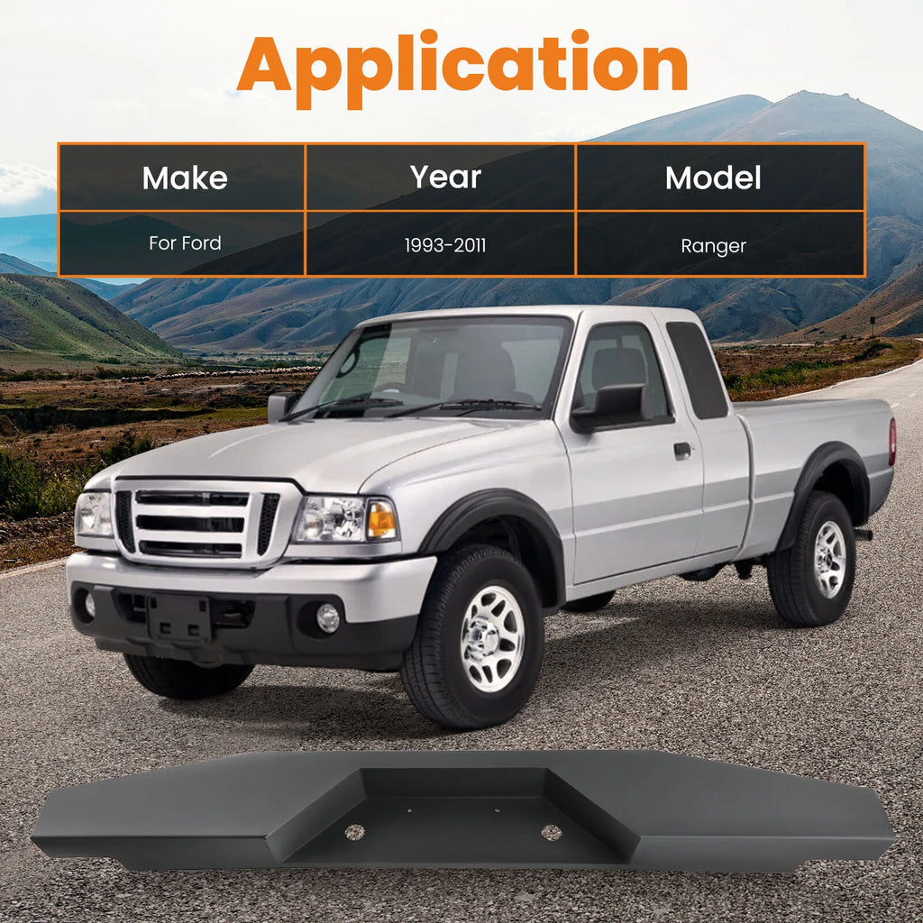Rear Step Bumper for Ford Ranger (1993–2001, 2011) - Black Steel