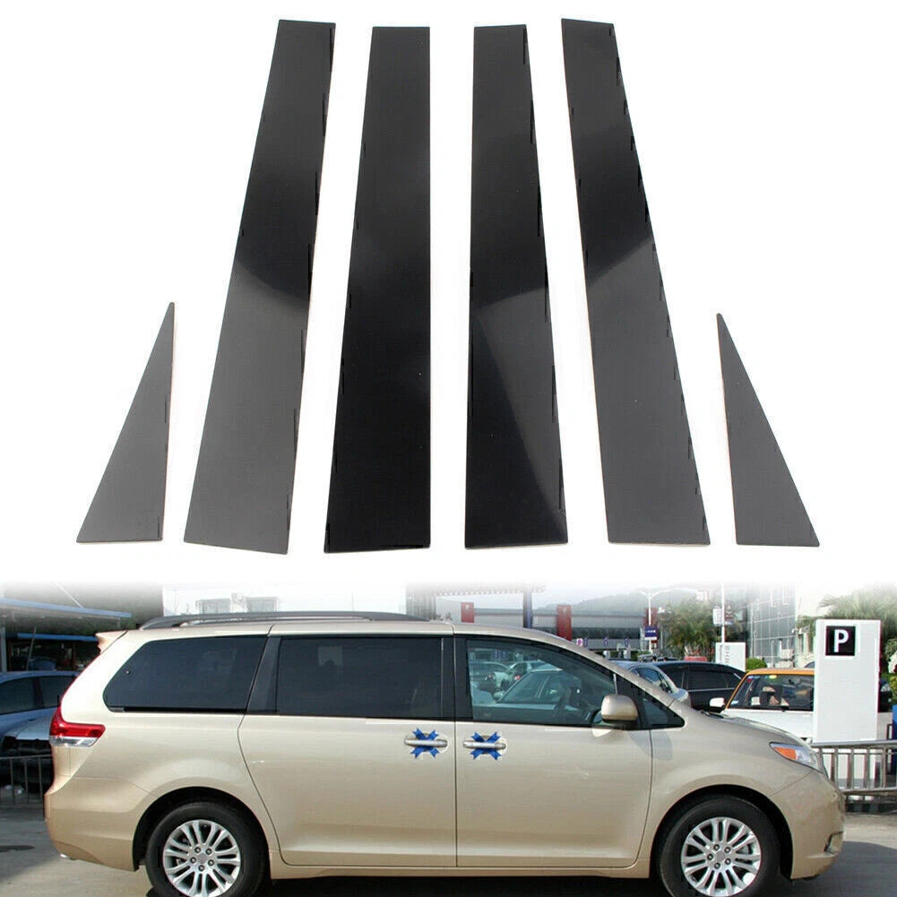 Set of 6 Pillar Posts Door Trim Black Cover Kit for Toyota Sienna (2004–2010)