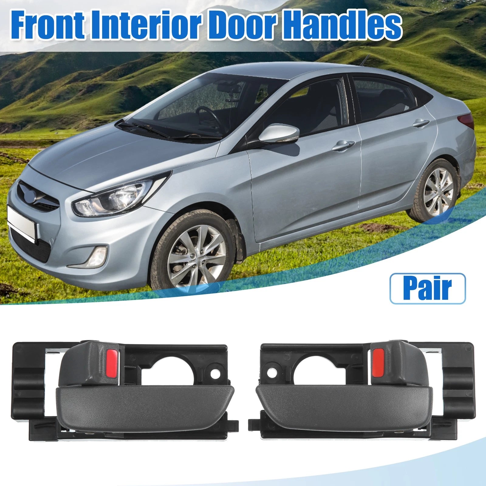 1 Pair Front Inner Door Handle for Hyundai Accent (2010–2017) 826101E000 826201E000