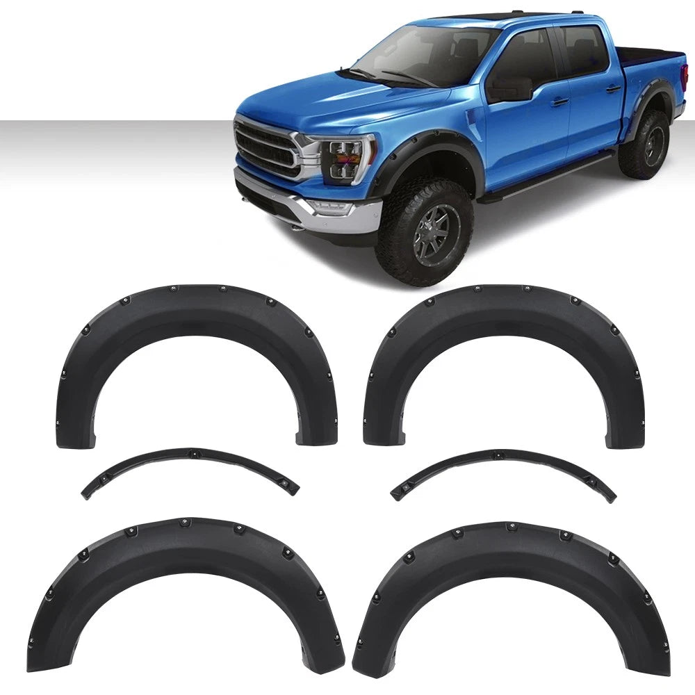 Offroad Pocket Rivet Style Black Wheel Fender Flares for Ford F150 (2009–2014)
