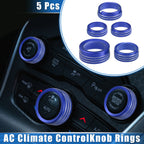 5 Pcs AC Climate Control Knob Ring for Chrysler 300, Dodge Challenger (2005–2023) Blue