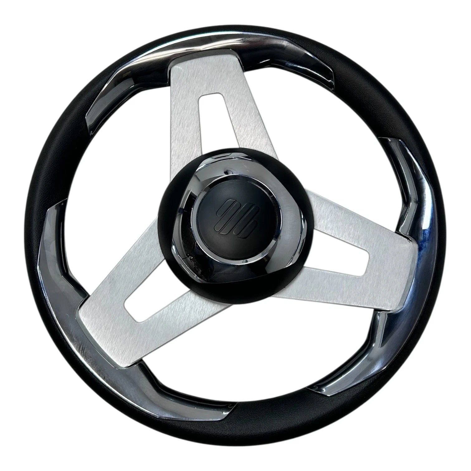 Uflex Black & Chrome Aluminum Steering Wheel for Universal Fit (13.75")