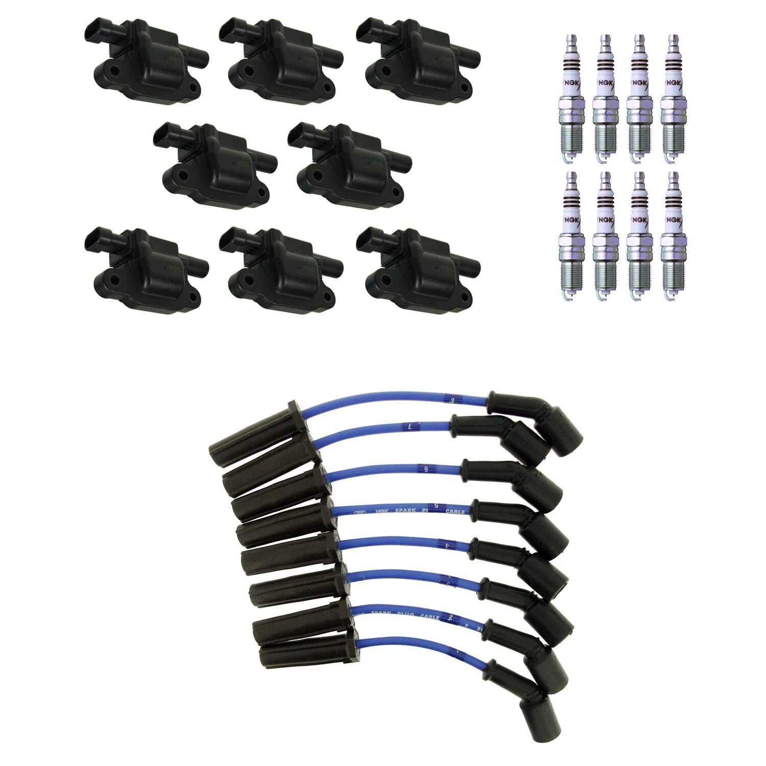 Set of 8 Ignition Coil Wires & Iridium Spark Plugs for Camaro Impala