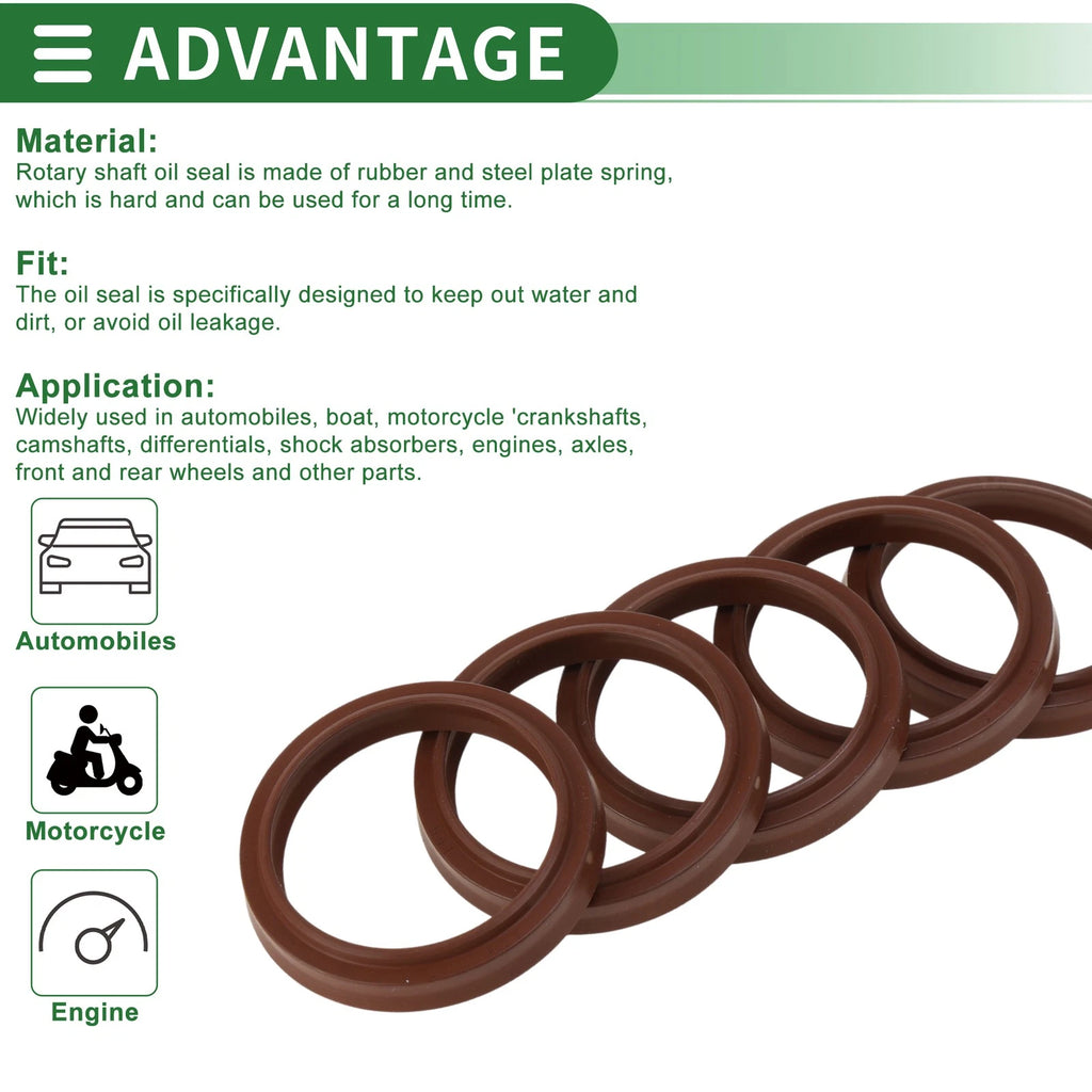 Set of 5 Oil Seal Rotary Shaft Seal FKM Rubber 35.5x43.5x5.5mm
