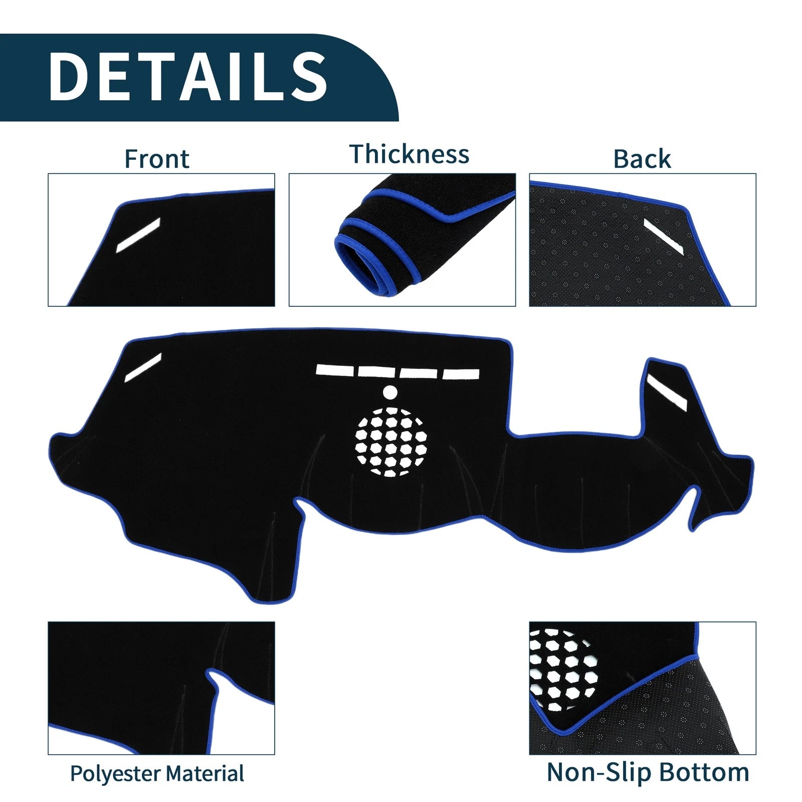 Dashboard Cover Mat for BMW 6 Series (2003–2010) Sun Protector Black Blue