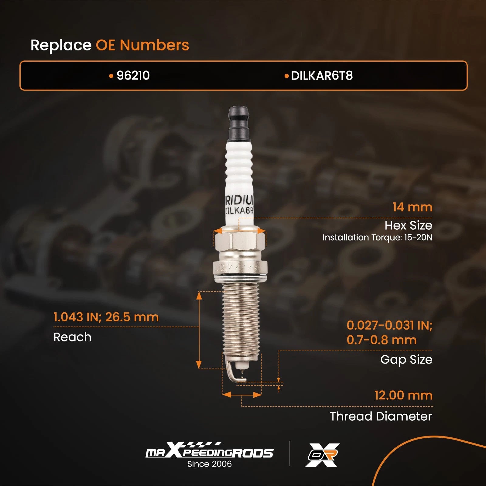 2X Iridium Spark Plugs for Toyota RAV4 (2019–2020)