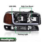 LED DRL Headlights with Bumper Lamps for GMC Sierra Yukon (1999–2007)