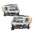 Projector Headlight/Lamp Set for Jeep Grand Cherokee (2014–2016) Chrome Amber