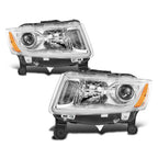 Projector Headlight/Lamp Set for Jeep Grand Cherokee (2014–2016) Chrome Amber