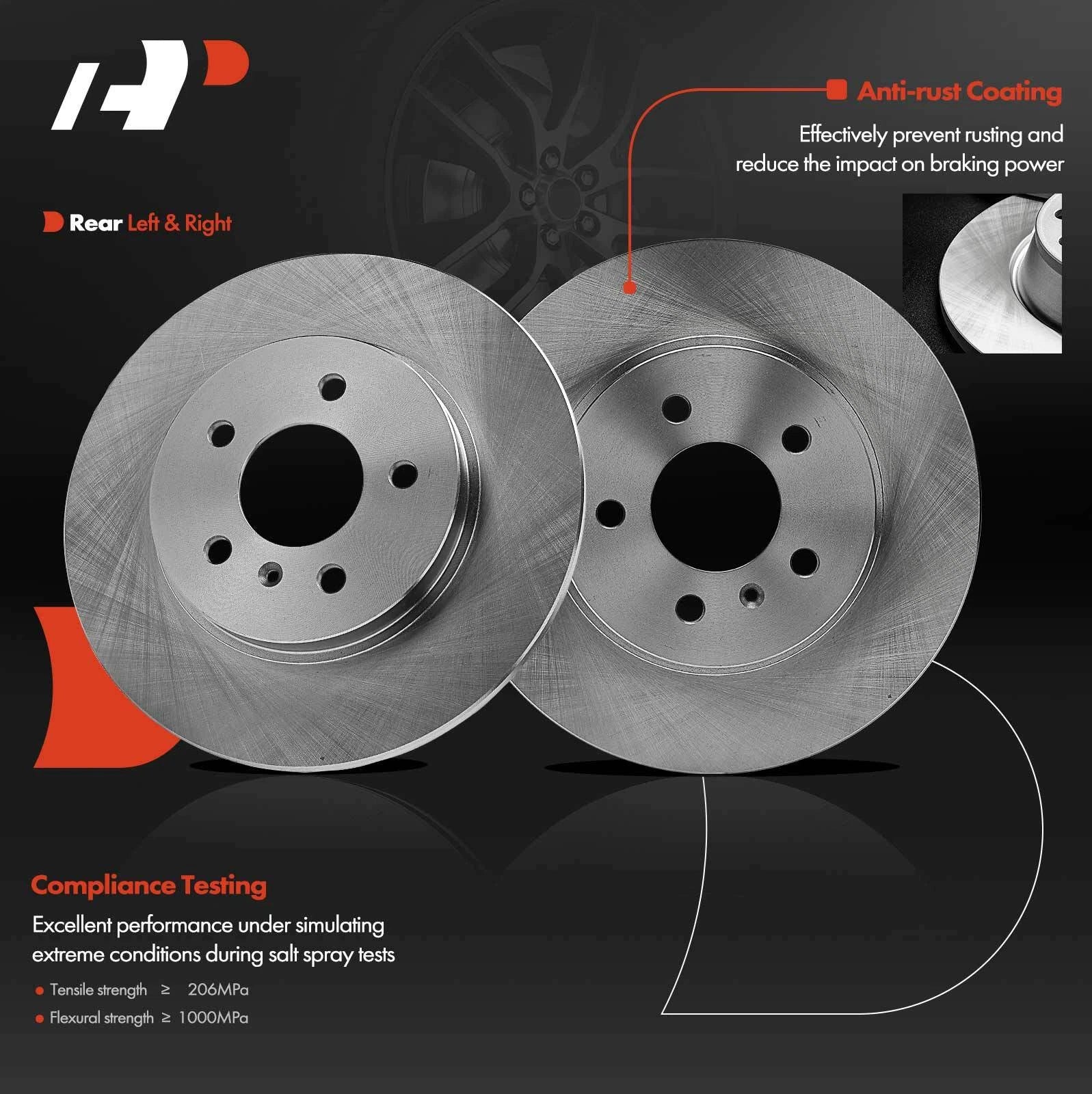 Rear Disc Brake Rotors & Ceramic Pads for Chevrolet Uplander 2005-2006