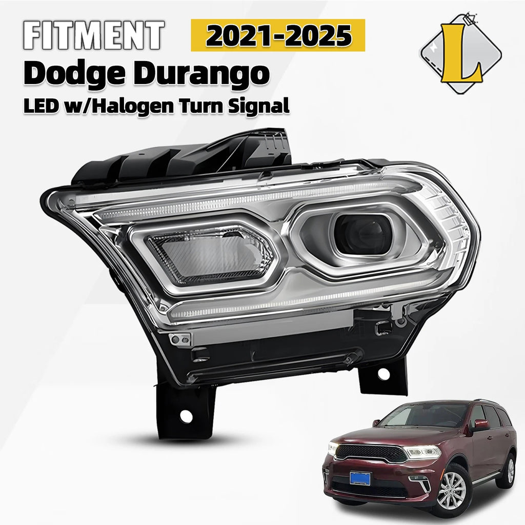 LED Headlight w/Halogen Turn Signal for Dodge Durango (2021–2024) Chrome Left