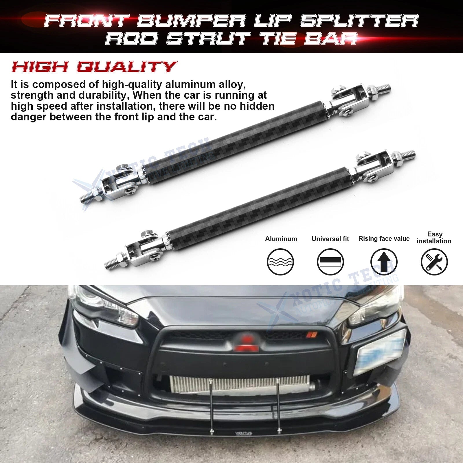 Bumper Racing Lip Rear Diffuser Rod Strut for Ram Lincoln Rivian (2024-2025)