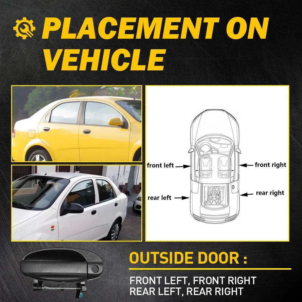 Set of 4 Outside Door Handles for Chevy Aveo/Aveo5 (2004–2011)