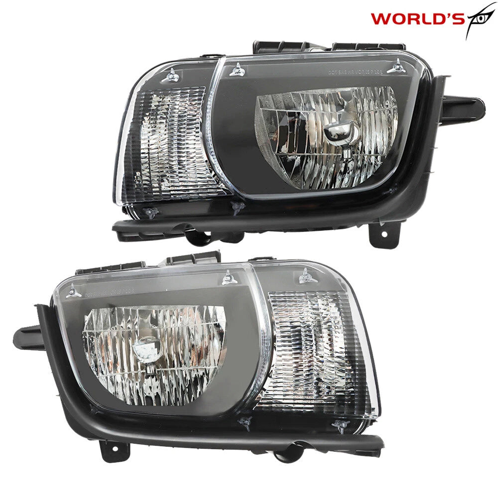 Set of 2 Headlight Halogen for Chevrolet Camaro (2010–2013) Black Housing