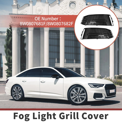 1 Pair Front Fog Light Grill for Audi A4 B9 S-Line S4 (2017–2023) No. 8W0807681F Black