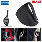 Black Leather Bucket Seat Belt Guide for JDM Cars