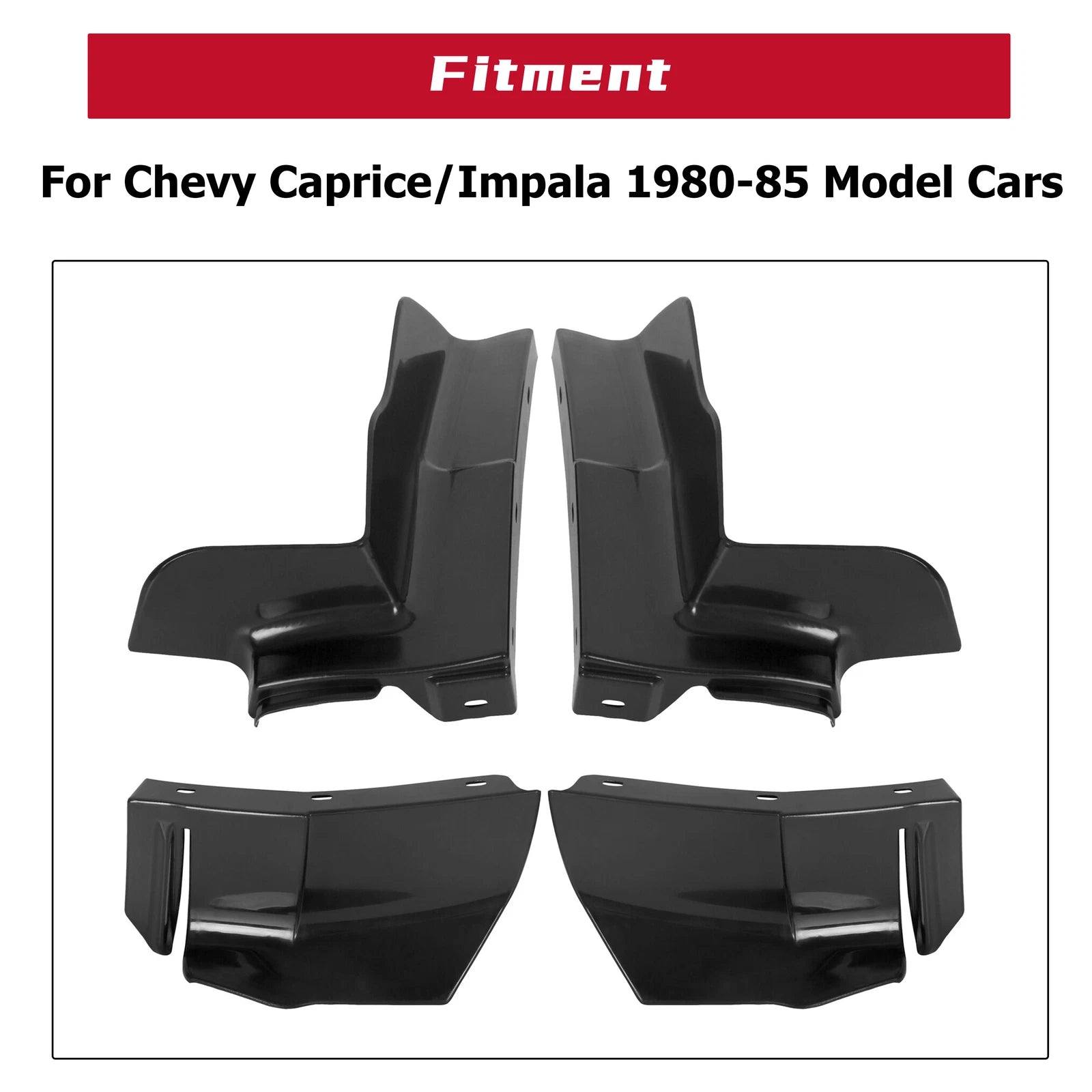 Set of 2 Front & Rear 1/4 Panels Bumper Filler for Chevrolet Caprice/Impala (1980–1985)