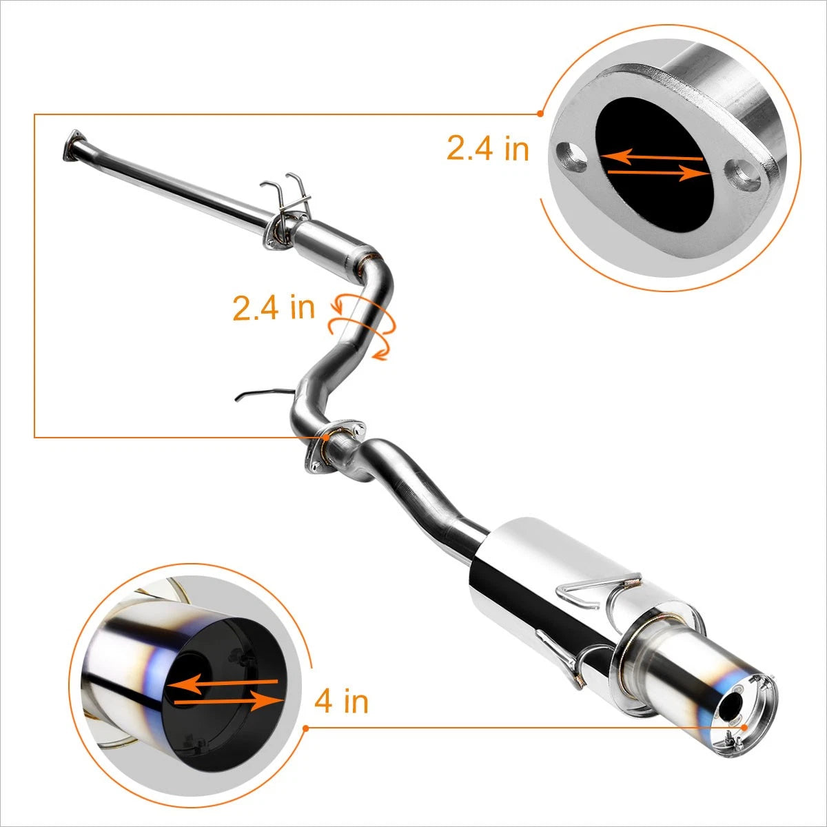 4" Burnt Tip Muffler Catback Exhaust for Honda Civic EX/LX/DX (2006–2011)