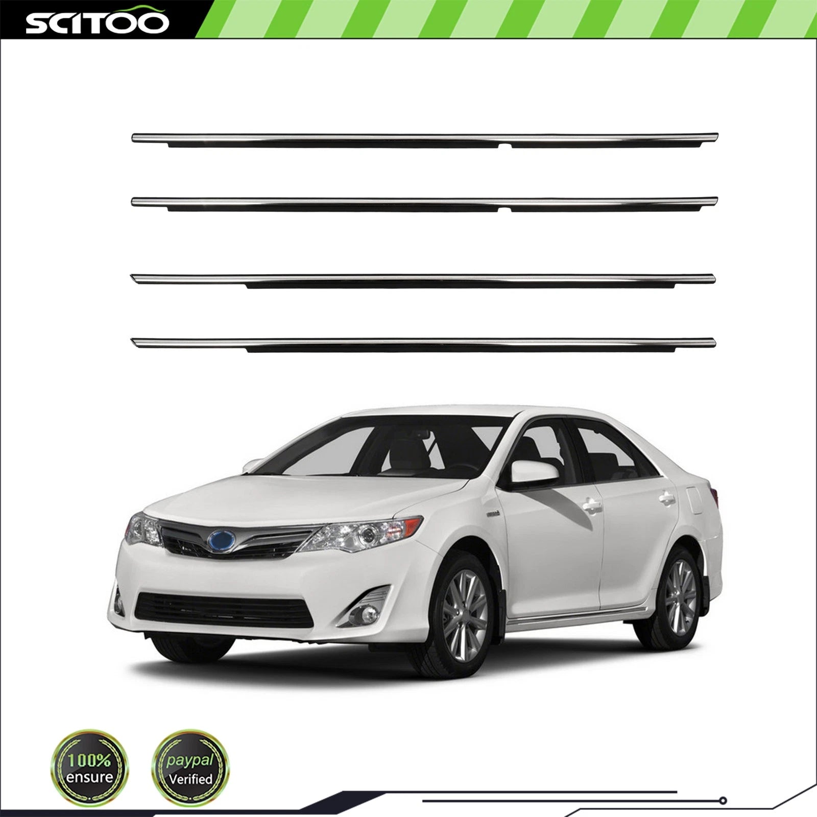 Set of 4 Window Scraper Seal Belt Weatherstrip for Toyota Camry (2007–2011)