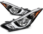 Headlight Assembly for Hyundai Elantra (2014–2016) Black Housing Halogen