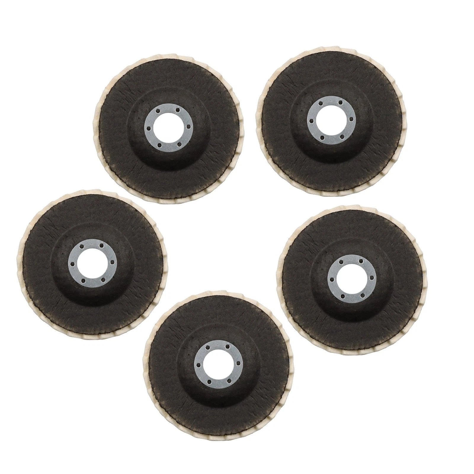 5 Pack Felt Flap Disc Abrasives for Automotive Use (4-1/2" × 7/8")
