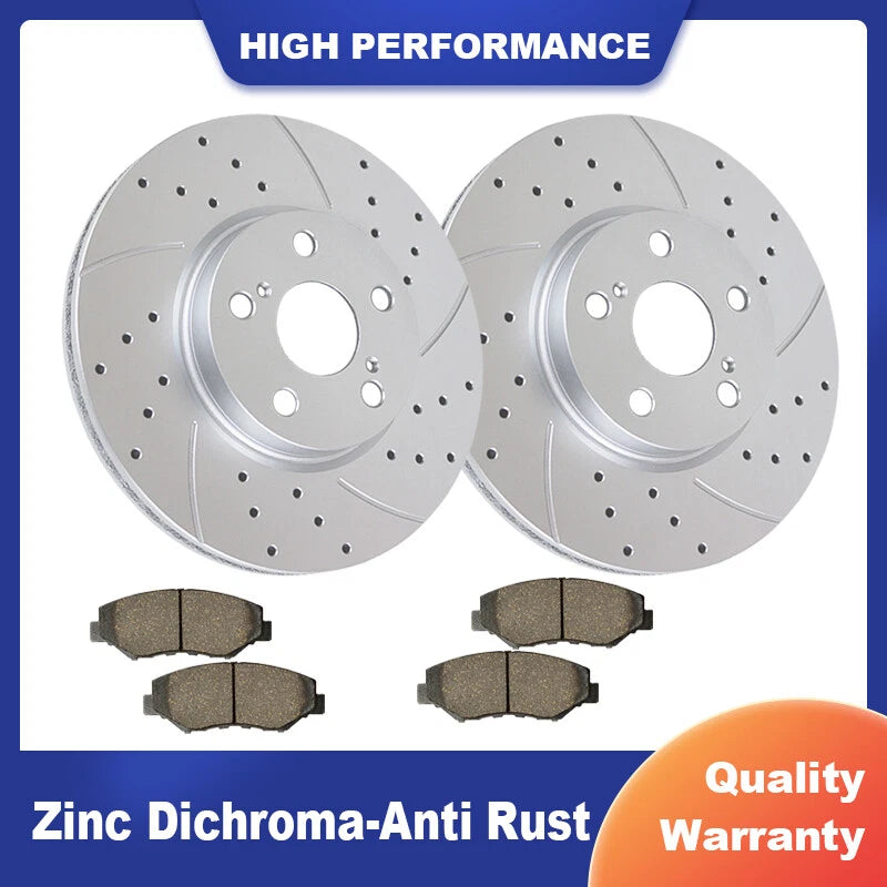 Front Slotted Brake Rotors and Pads Kit for Toyota Corolla Matrix (2003–2008)