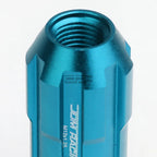 Set of 20 Open End M12x1.25 50mm Tall Sky Blue Aluminum Lug Nuts + Adapter