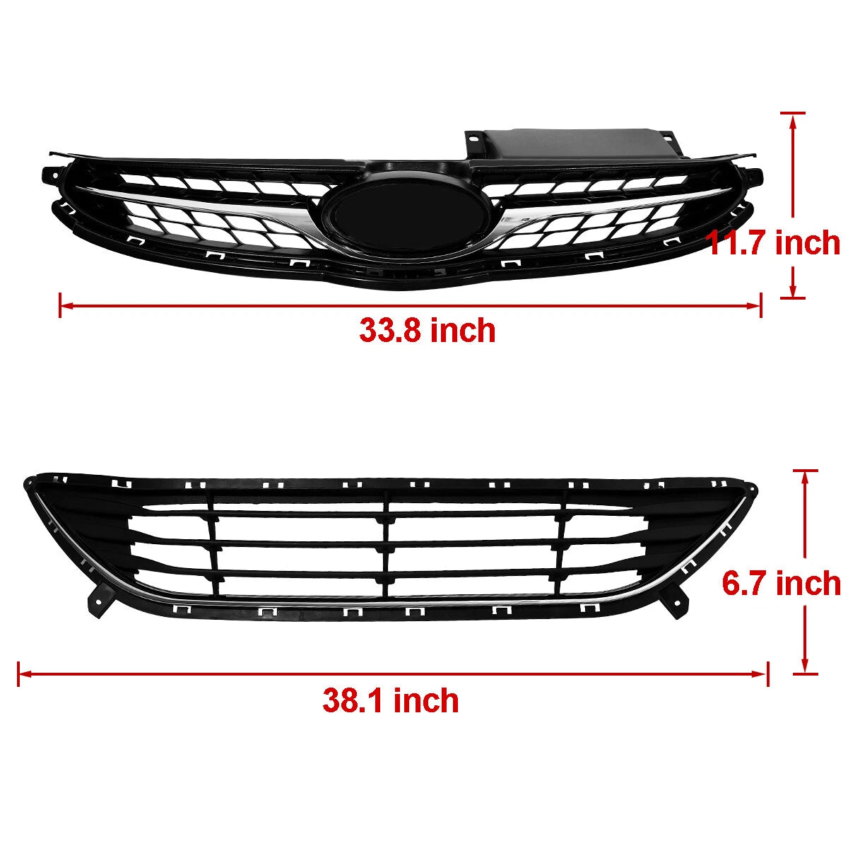 Grill for Hyundai Elantra Sedan (2011–2013) Upper & Lower Front Bumper