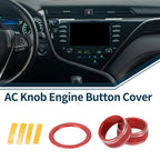 3 Pcs AC Climate Engine Start Stop Switch Knob Cover for Toyota Camry (2021–2023) Red