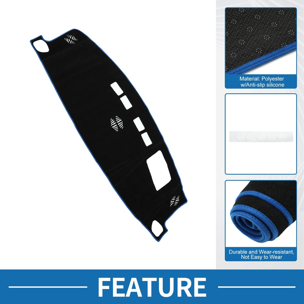 Dashboard Cover Mat for Chevrolet Suburban, GMC (2021–2023) Black Blue