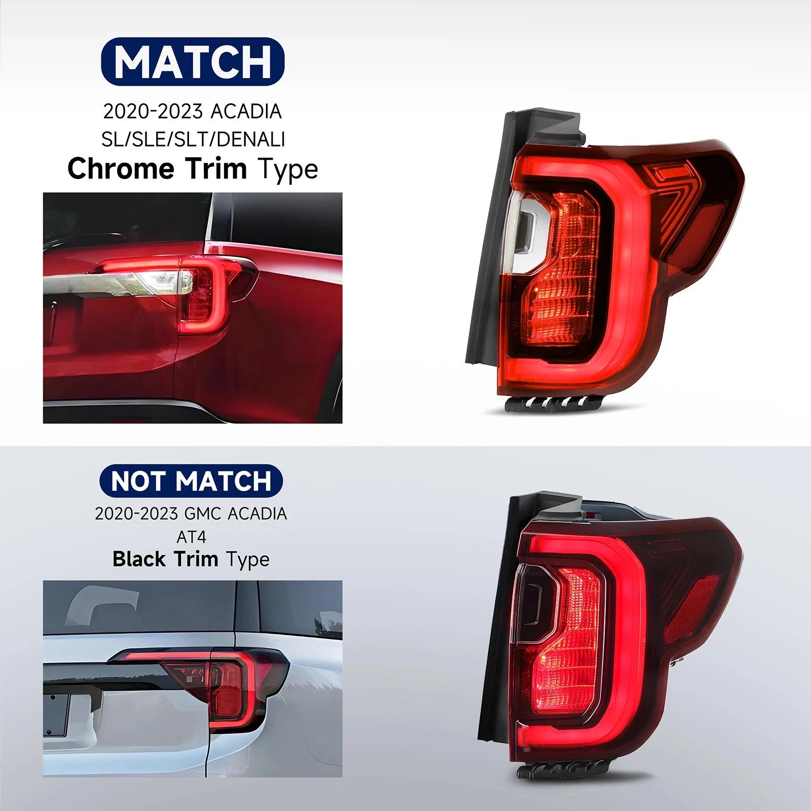 LED Tail Light Outer Right Passenger for GMC Acadia Denali SL SLE SLT (2020–2023)