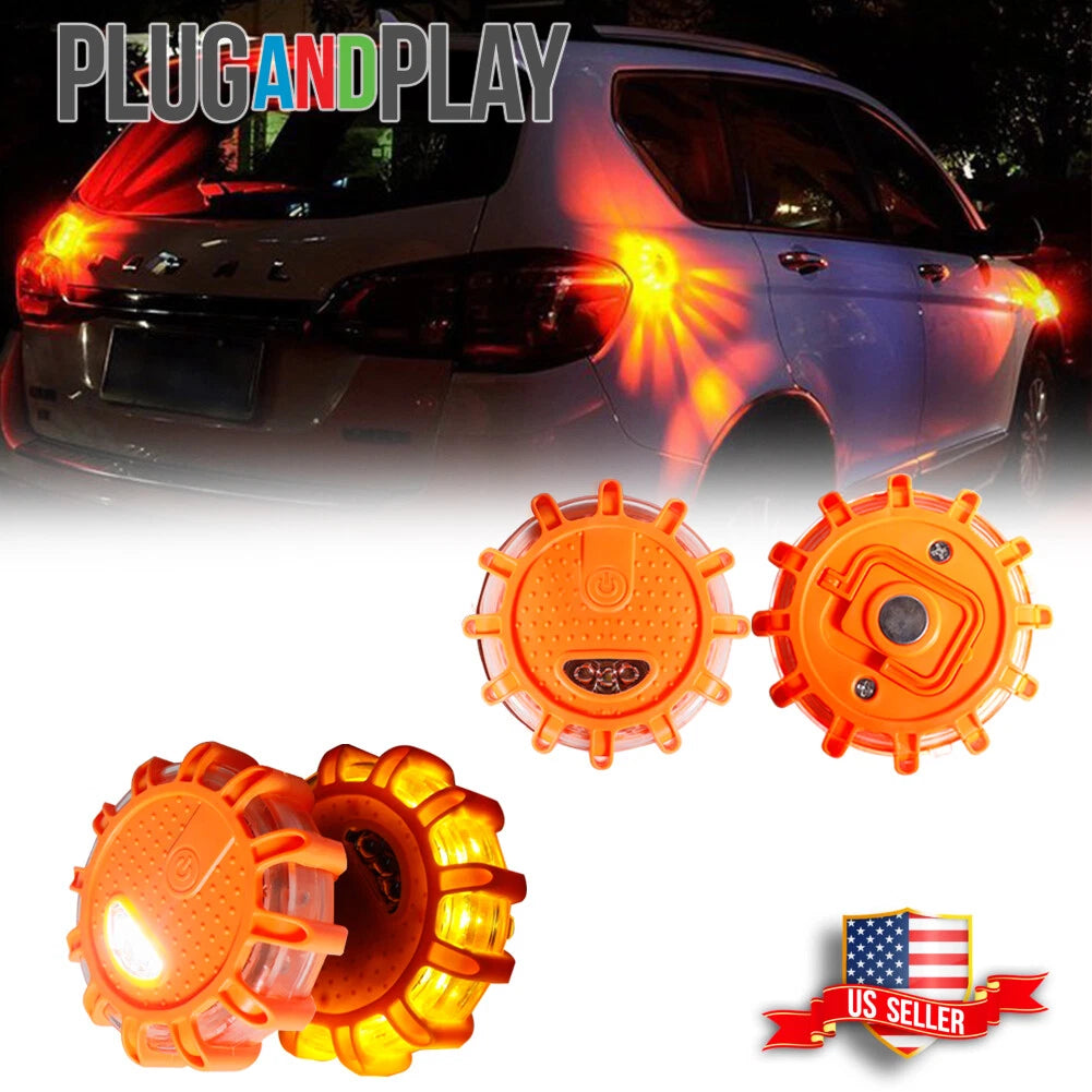 Set of 4 LED Road Flares Emergency Safety Lights
