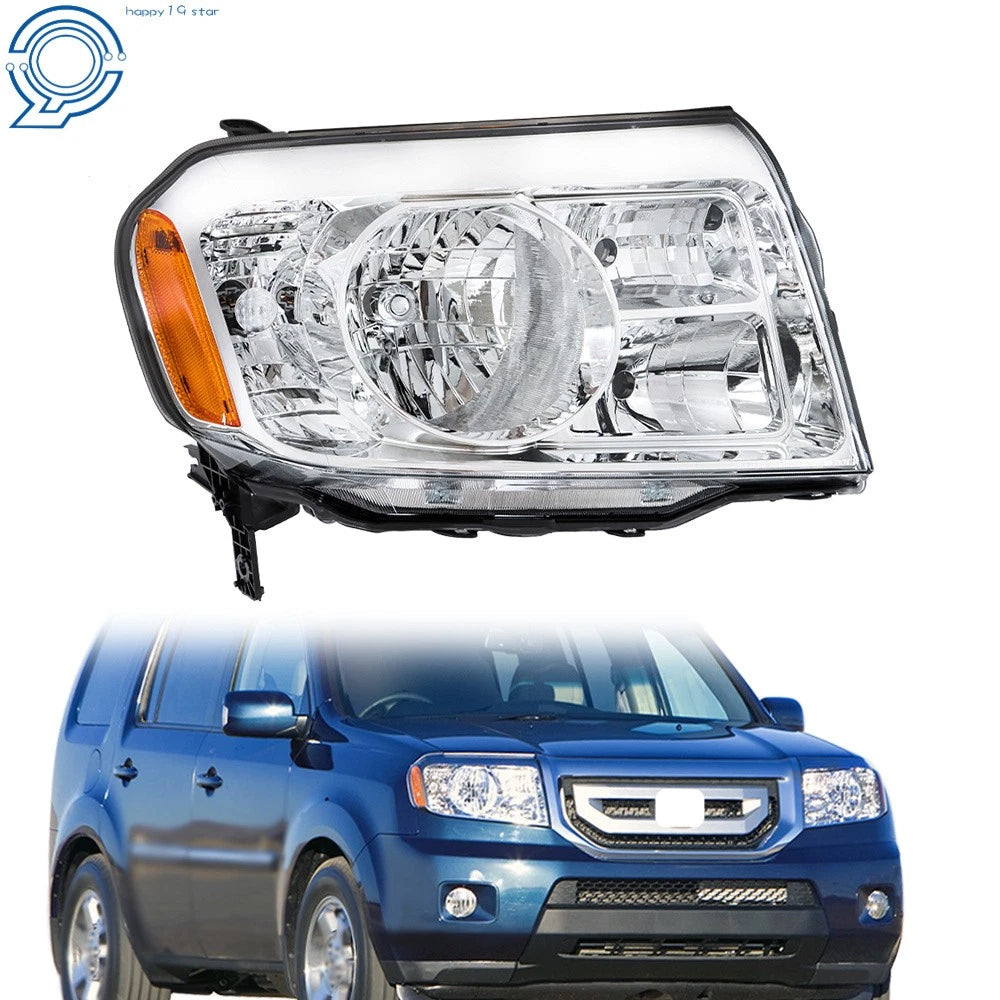 Chrome Halogen Headlight Assembly for Honda Pilot (2009–2011)