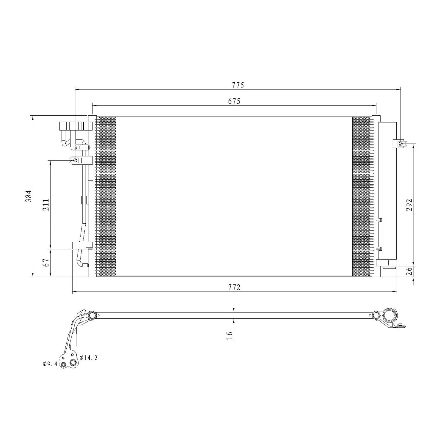Replacement A/C Condenser Repair Part For 2012-2013 Hyundai Equus
