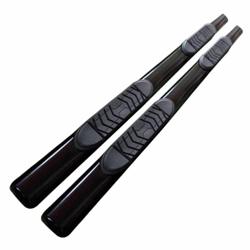 Black 5in Oval Straight w/2 Pads Step Nerf Bar for 09-19 Dodge Ram 1500 Ext Cab