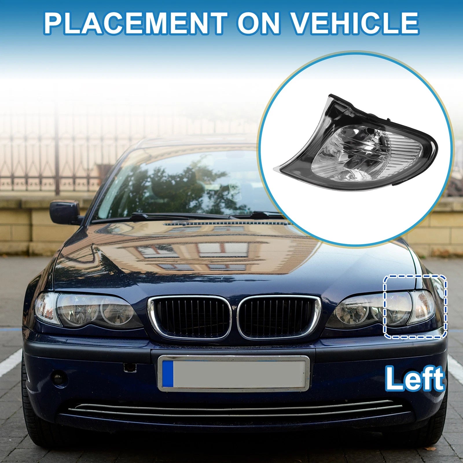 1 Pc Left Corner Signal Light Cover for BMW 3 Series (2002–2005) No. 63137165859