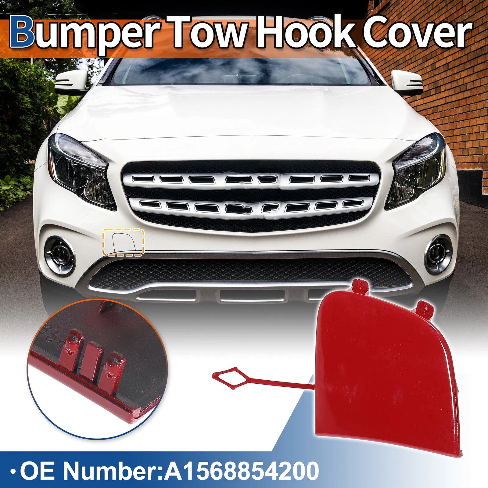 Tow Hook Cover for Mercedes-Benz GLA X156 (2014–2020) No.A1568854200 Red